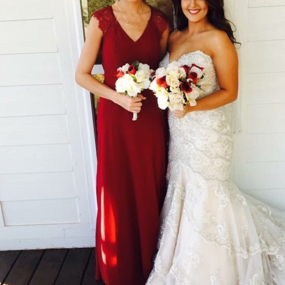 crimson red bridesmaid dresses